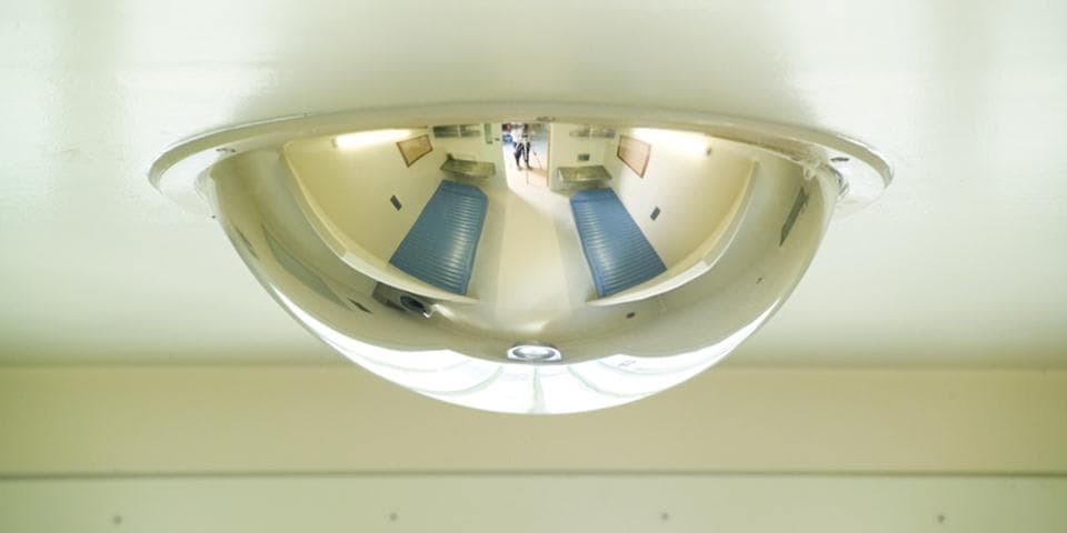 Full dome mirror installed at ceiling level