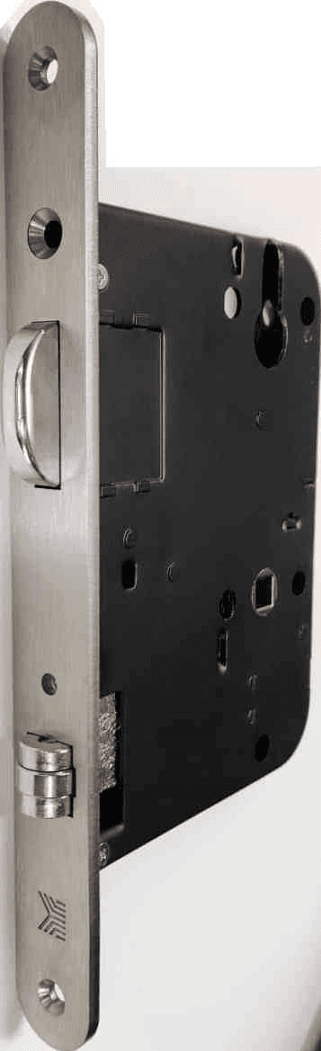Privacy lock with sprung bolt and roller catch