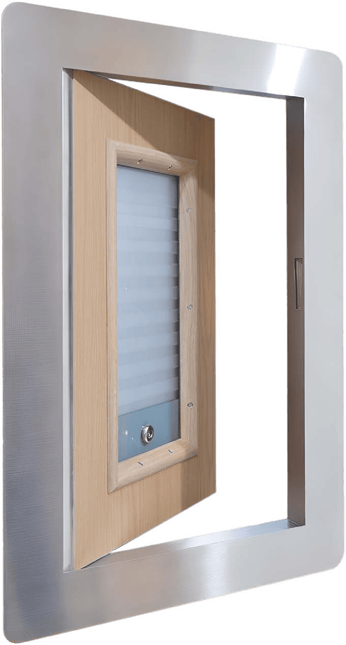 Clinic room hatch with vision panel