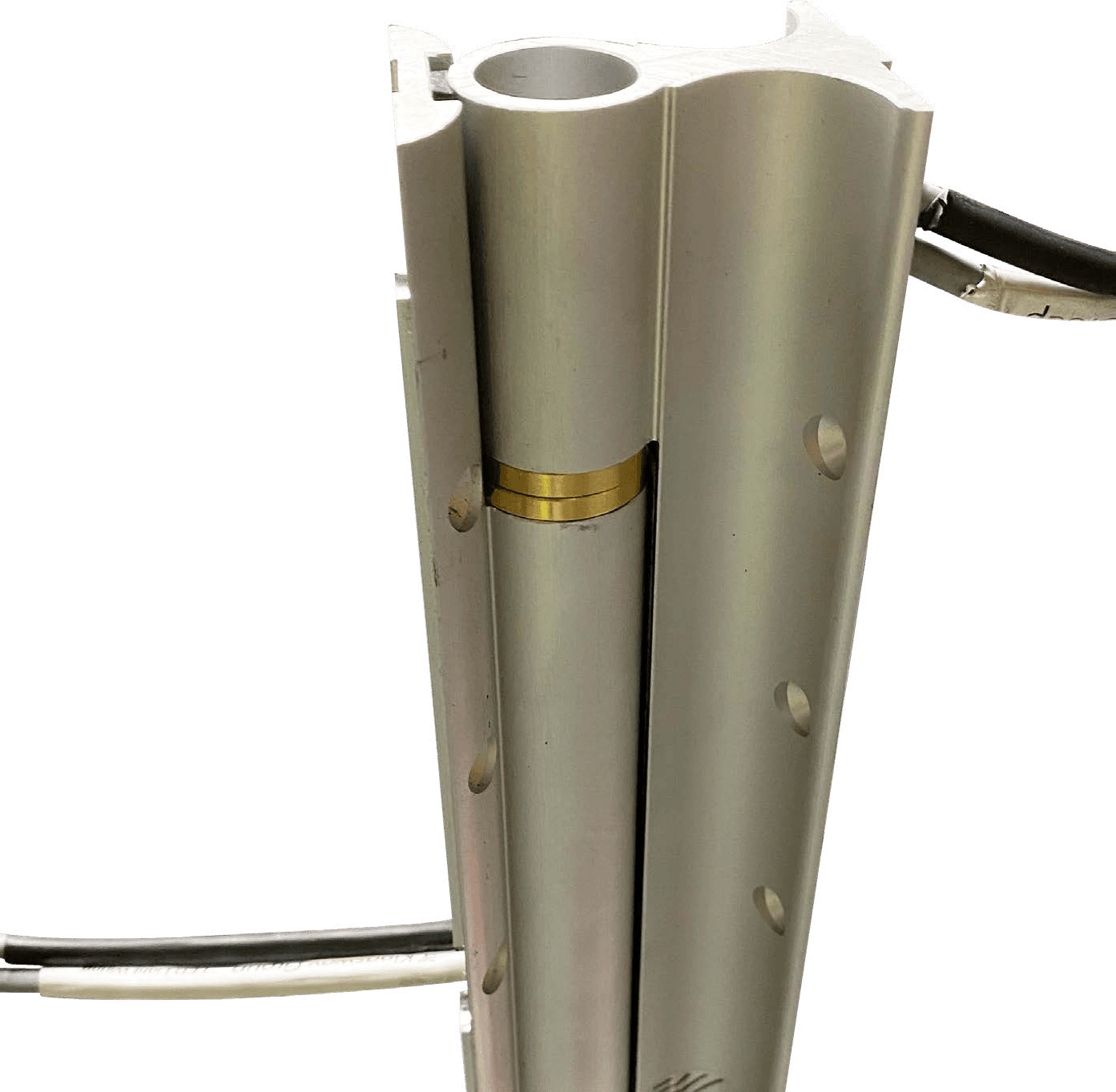 Double-action hinge with electrical modification