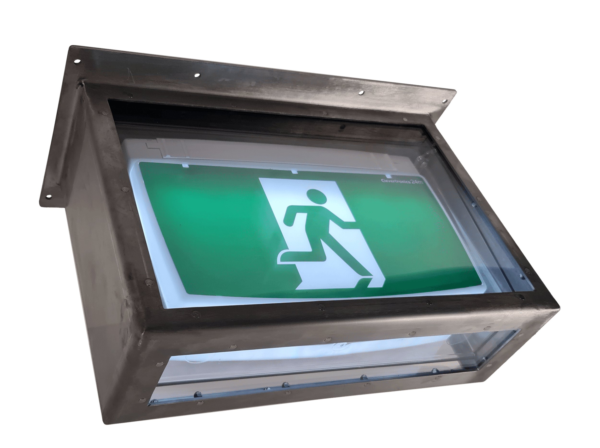 Ceiling-mount protective exit-sign enclosure