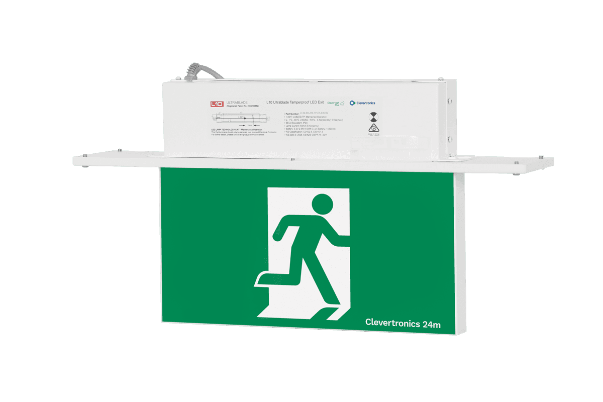 Recessed flexible-blade exit sign